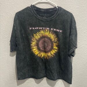 Fifth Sun Charcoal Sunflower Graphic Tee